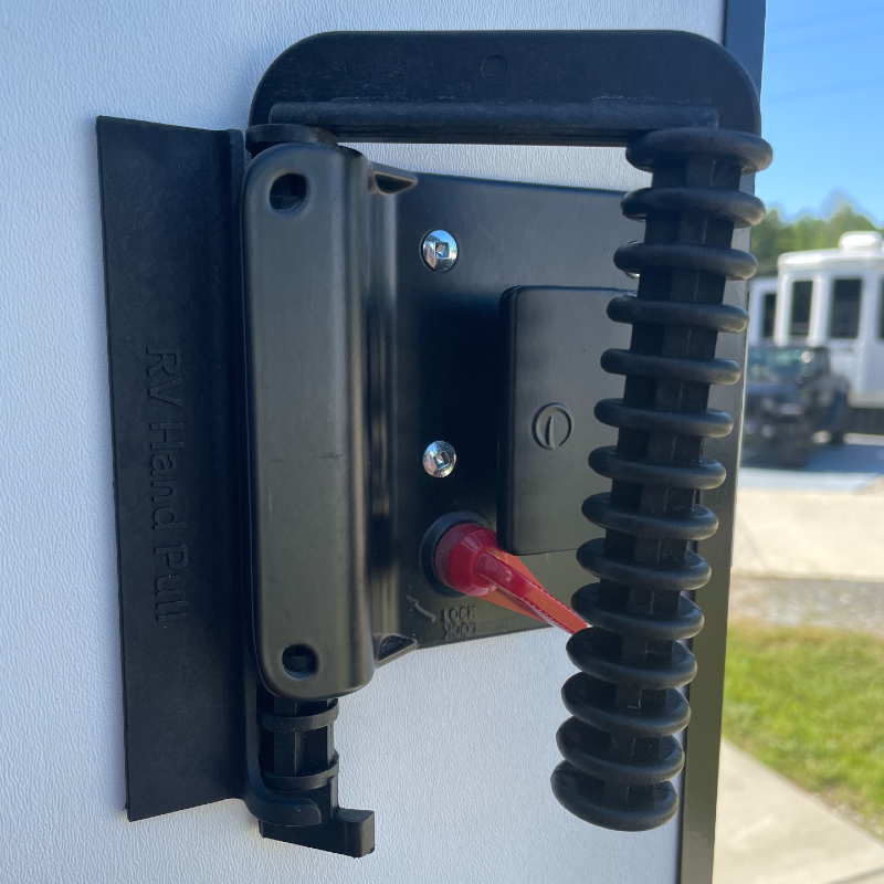 RV Hand Pull installed on an RV door - comfortable full-hand grip replacement